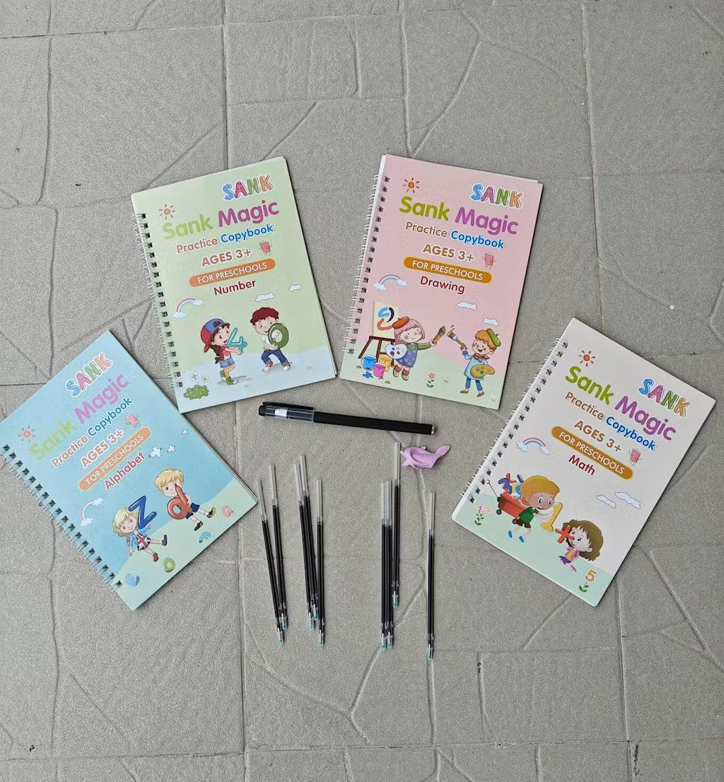 Kid's Magic Reusable CopyBook (10 Refill, 4 Book, 1 Pen, 1 Grip)