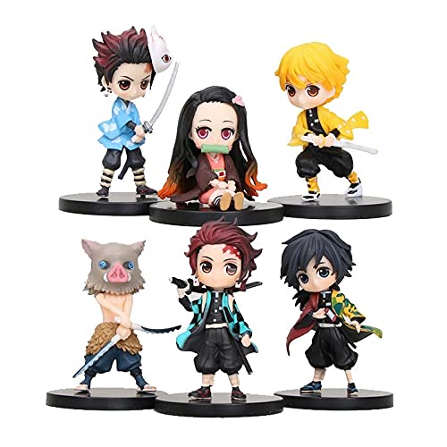 Demon Slayer Actions Figures Set, 6 Pieces Anime Demon Slayer Figurine
