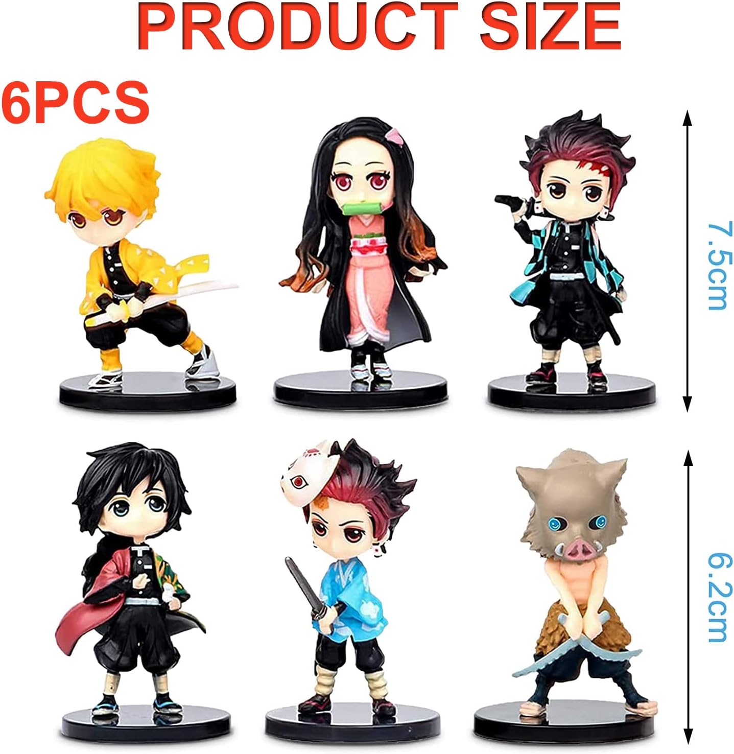 Demon Slayer Actions Figures Set, 6 Pieces Anime Demon Slayer Figurine