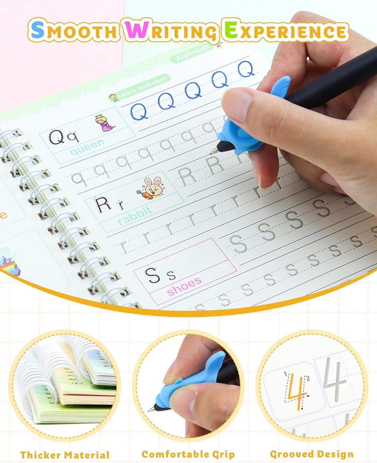 Kid's Magic Reusable CopyBook (10 Refill, 4 Book, 1 Pen, 1 Grip)