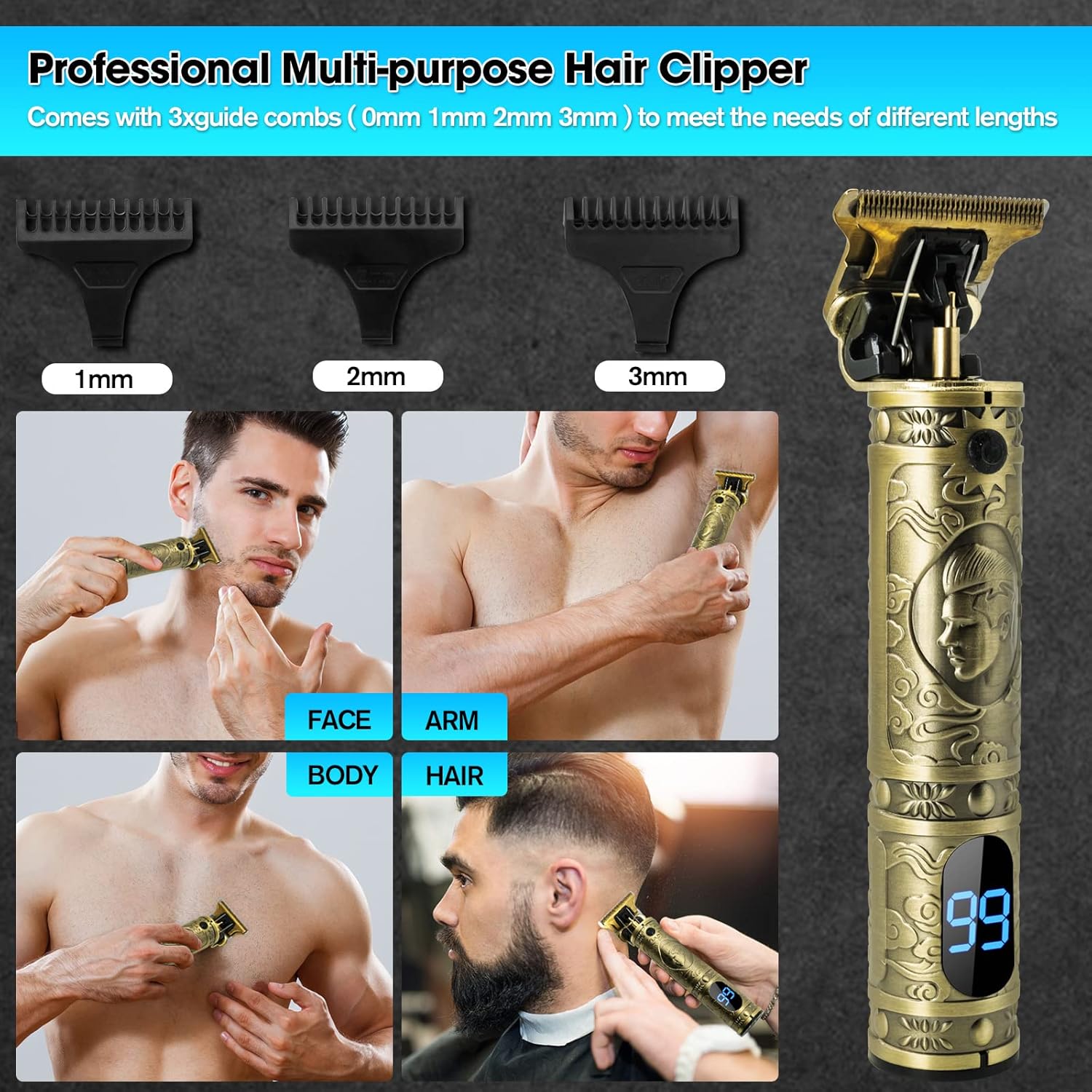 Unisex Designer Super Strong Adjustable Blade & Close Cut Hair Trimming