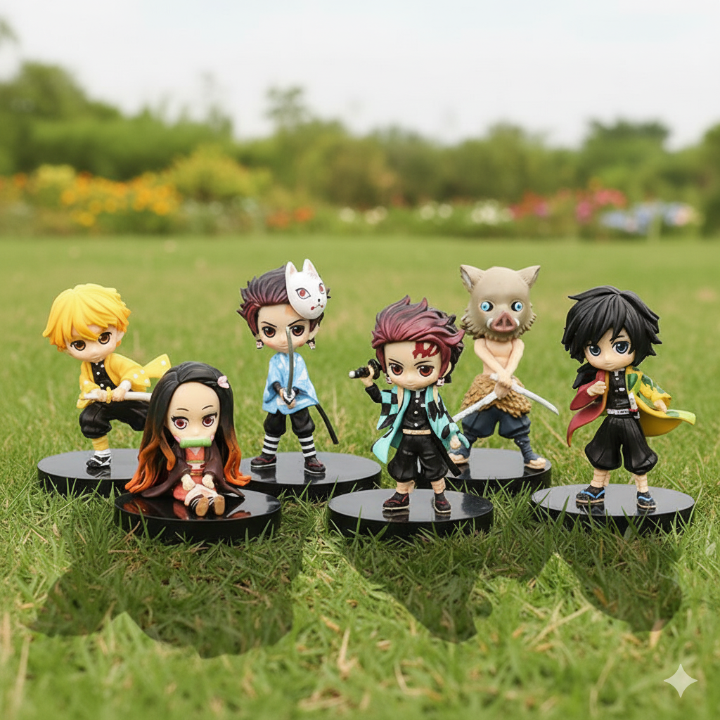 Demon Slayer Actions Figures Set, 6 Pieces Anime Demon Slayer Figurine