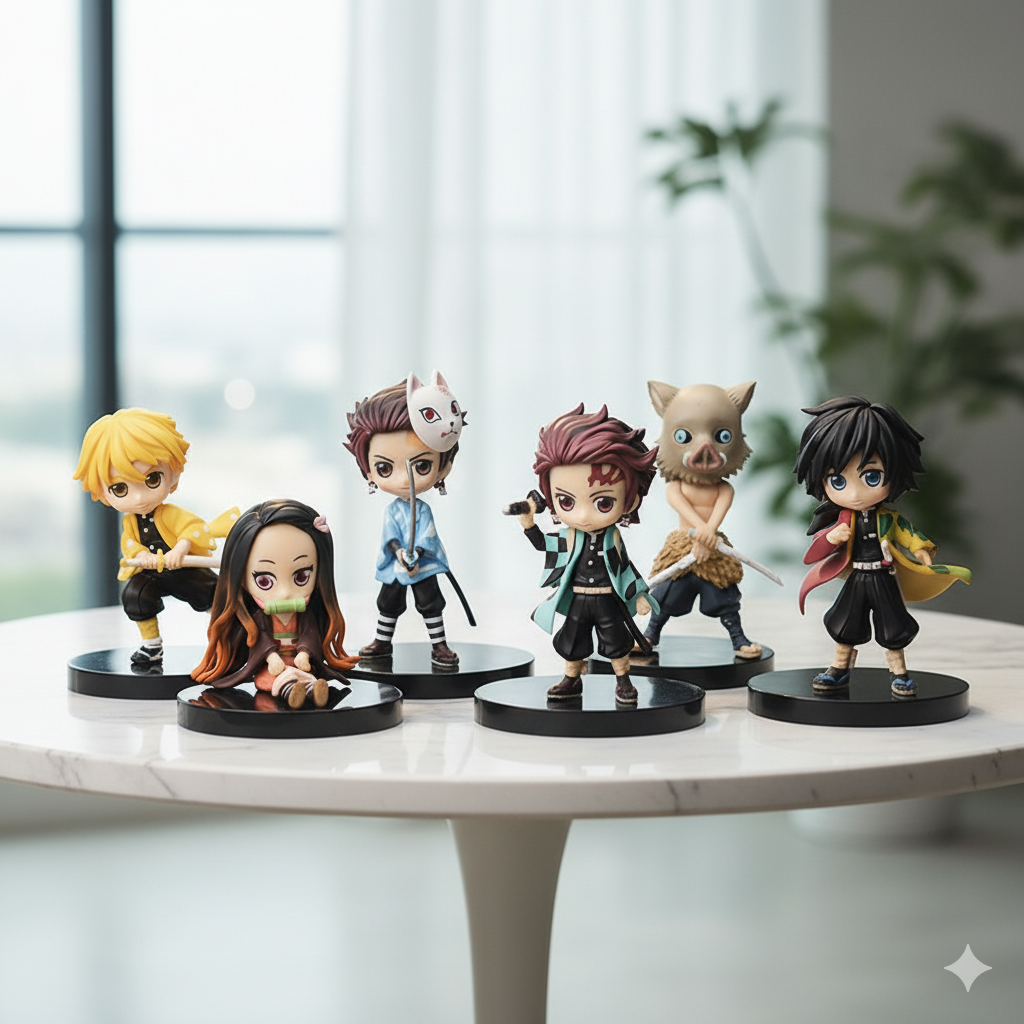 Demon Slayer Actions Figures Set, 6 Pieces Anime Demon Slayer Figurine