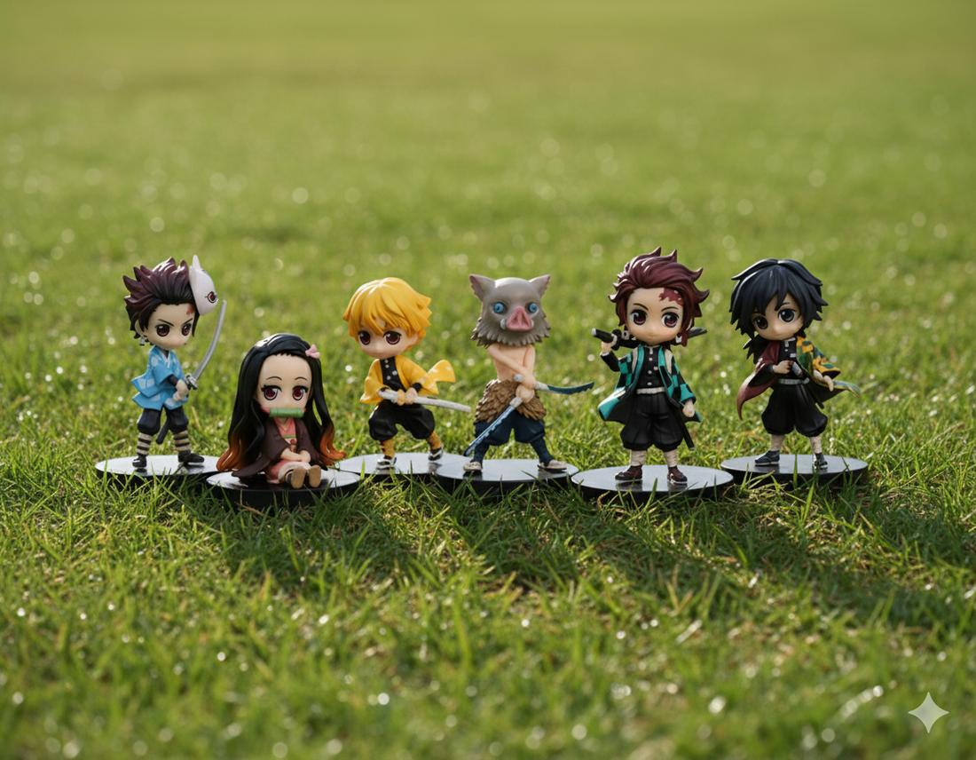 Demon Slayer Actions Figures Set, 6 Pieces Anime Demon Slayer Figurine