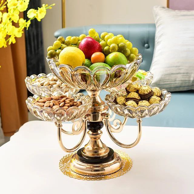 Luxury 5 Bowl Revolving Fruits & Dryfruit Tray (Gold)