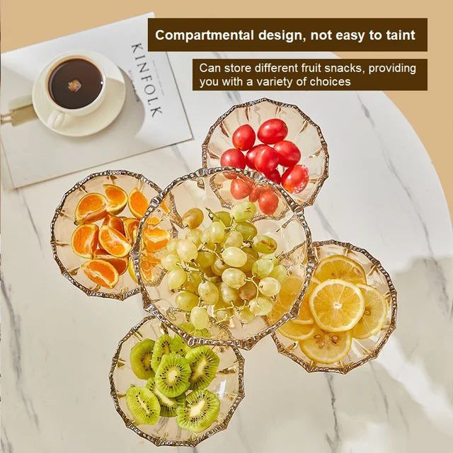 Luxury 5 Bowl Revolving Fruits & Dryfruit Tray (Gold)