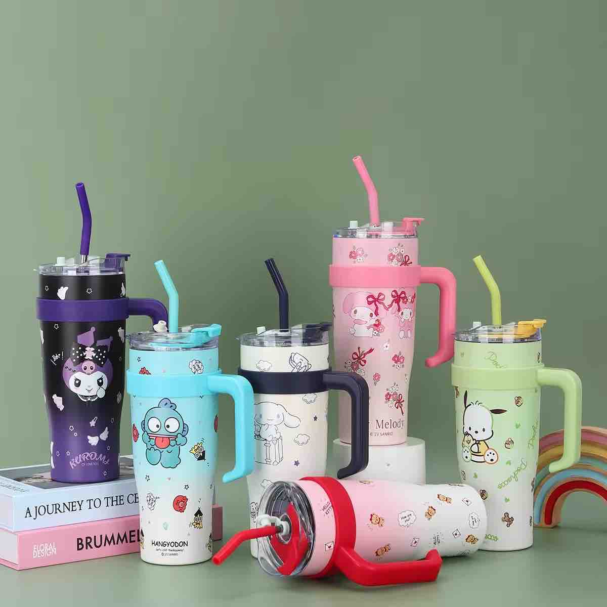 Hangyodon Tumbler with Handle & Steel Straw