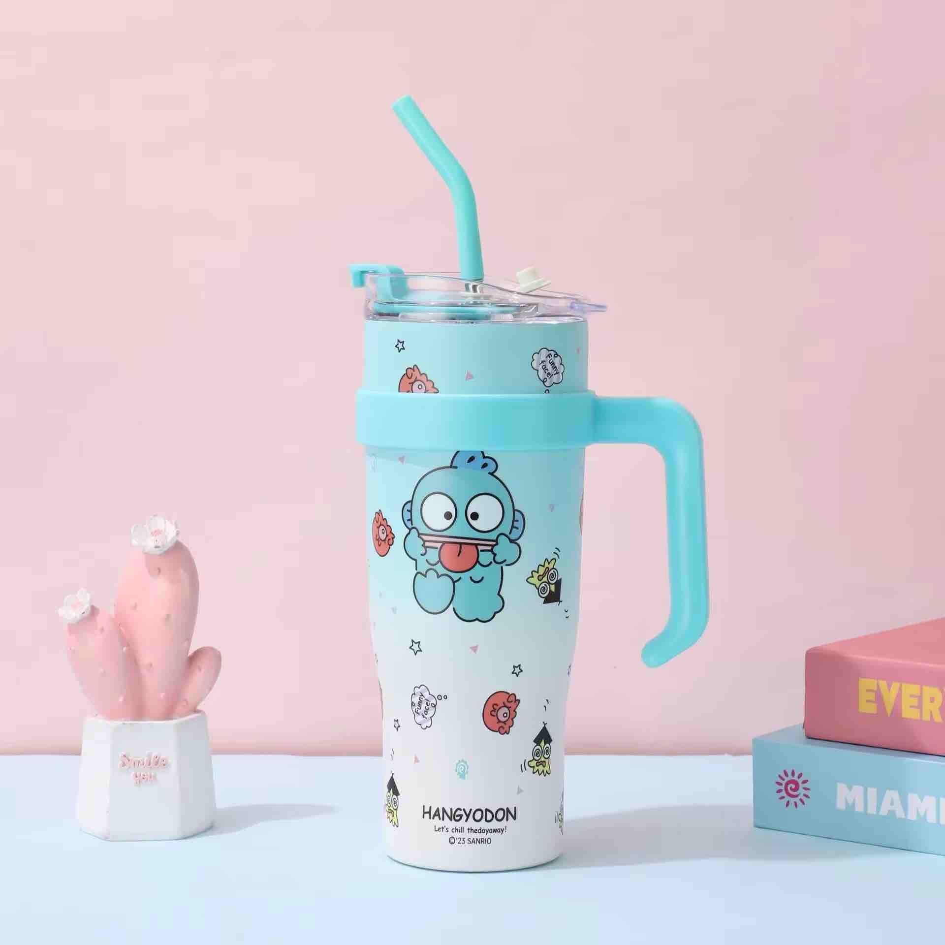 Hangyodon Tumbler with Handle & Steel Straw