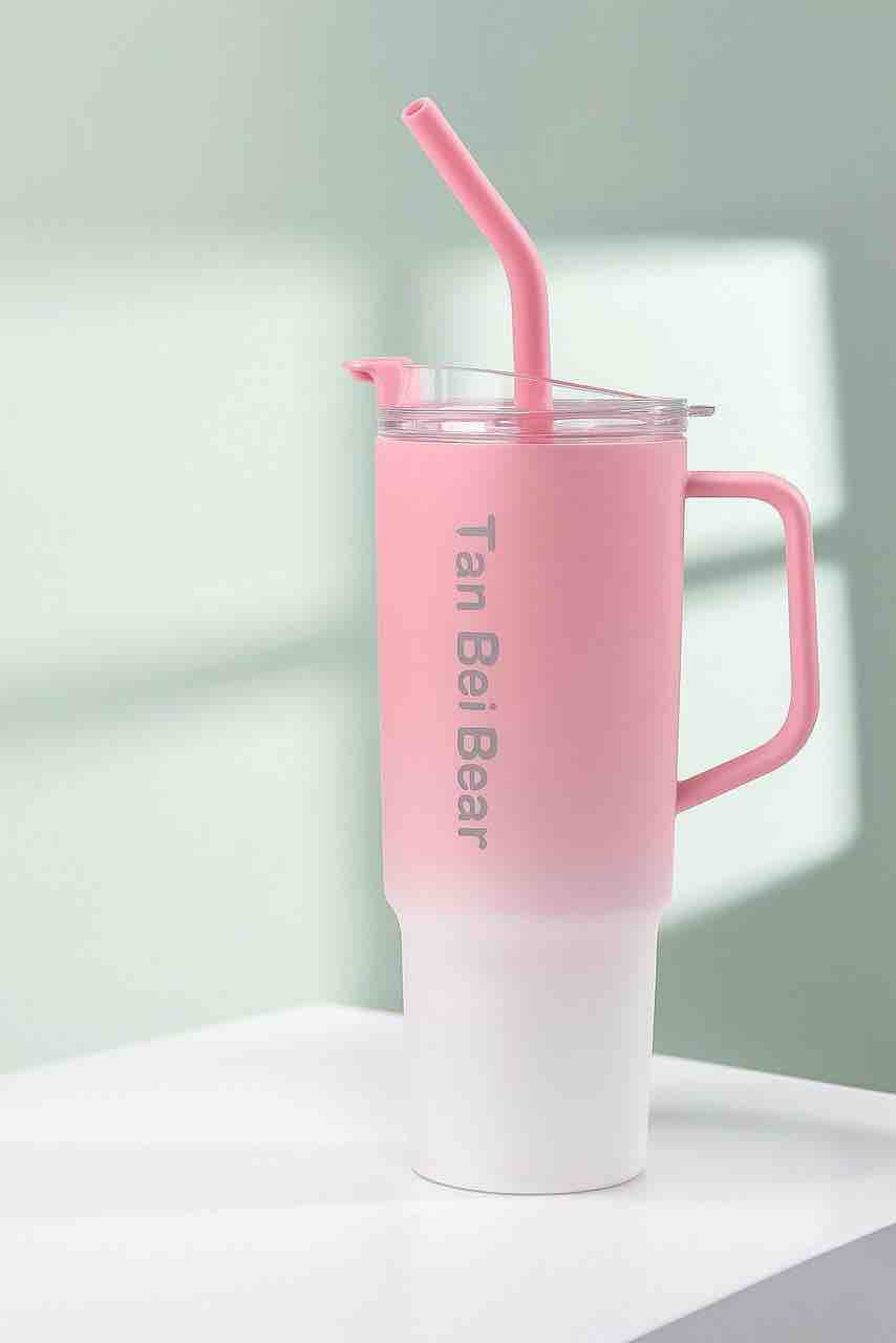 Tau Pei Bear Pink Ombre Water Tumbler Set