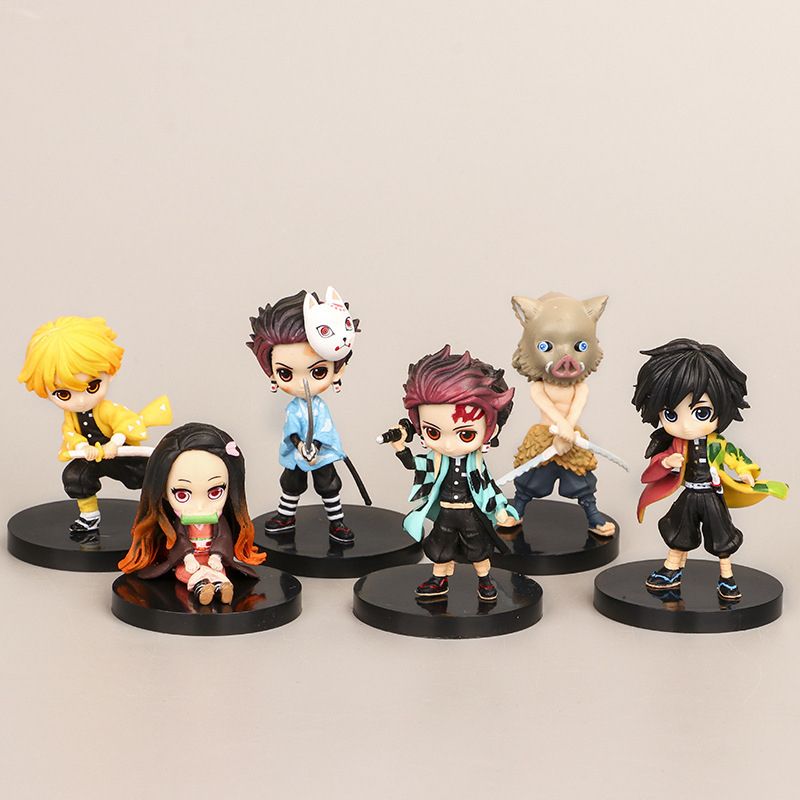 Demon Slayer Actions Figures Set, 6 Pieces Anime Demon Slayer Figurine